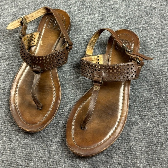 Frye Shoes - FRYE Women’s Rachel Perf Sling Brown Leather Sandal size: 8